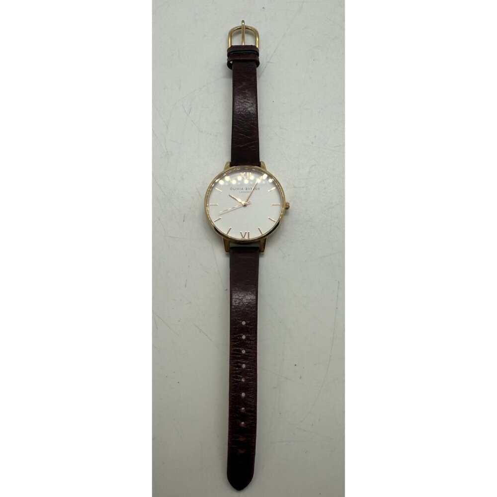 Olivia Burton Sunray Watch Women Rose Gold Tone Brown Leather Band White Face - Picture 3 of 8